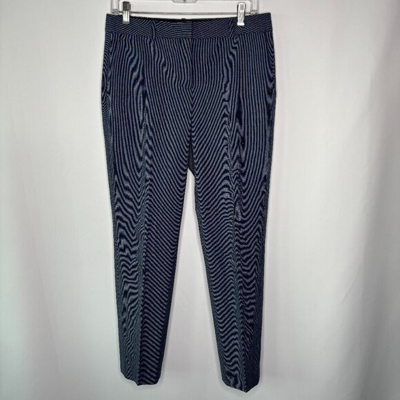 Theory Women's Testra 2B Spring Blue Multi Flat Front Wool Dress Pants Size 4 - Picture 1 of 10